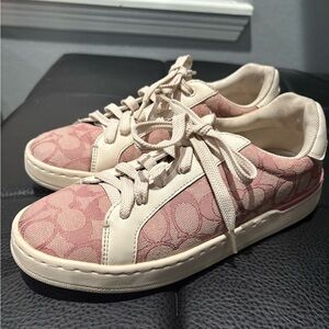 Coach Pink and Cream Low-Top Sneakers